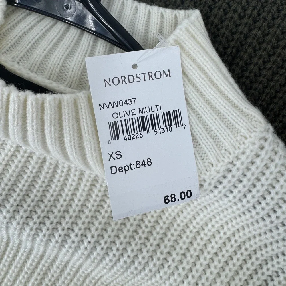 NWT VICI-Nordstrom Colorblock Mock Neck Knit Sweater Dress‎ Olive Cream Black XS - Picture 10 of 13